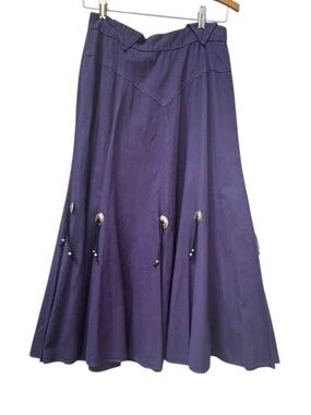 Vintage 80s Circle T Purple Full Skirt Cowgirl Prairie Southwest Western sz S